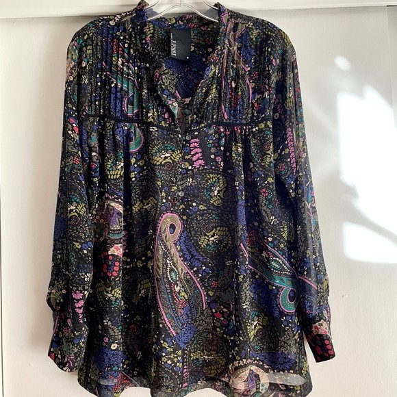 Anthropologie Dolan Odessa Long Sleeve Paisley Floral Peasant Boho Blouse Top M - Picture 12 of 12